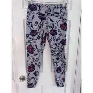 Nike Dri-FIT Floral Leggings Women's Large Gray Pink Yoga Workout Pants